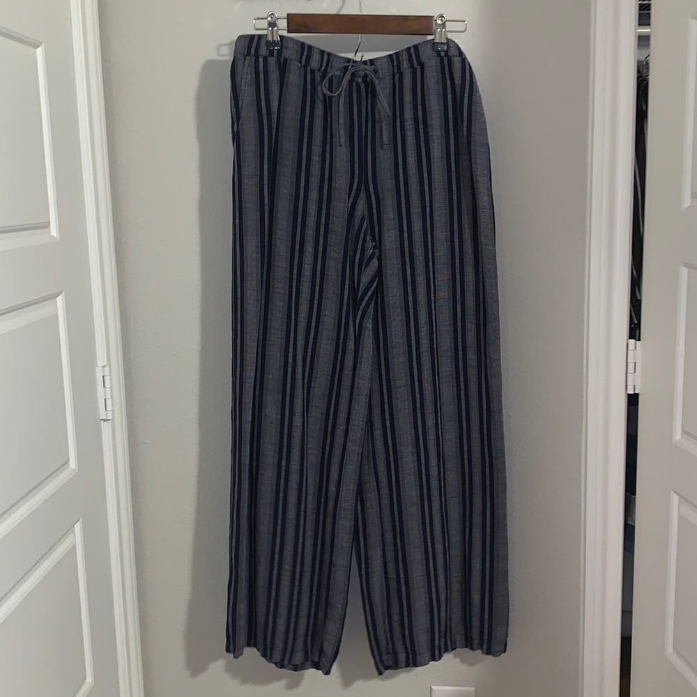 blue striped relaxed fit trousers